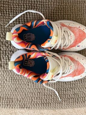 Under Armour White Athletic Shoes with Orange, Pink & Blue Accents